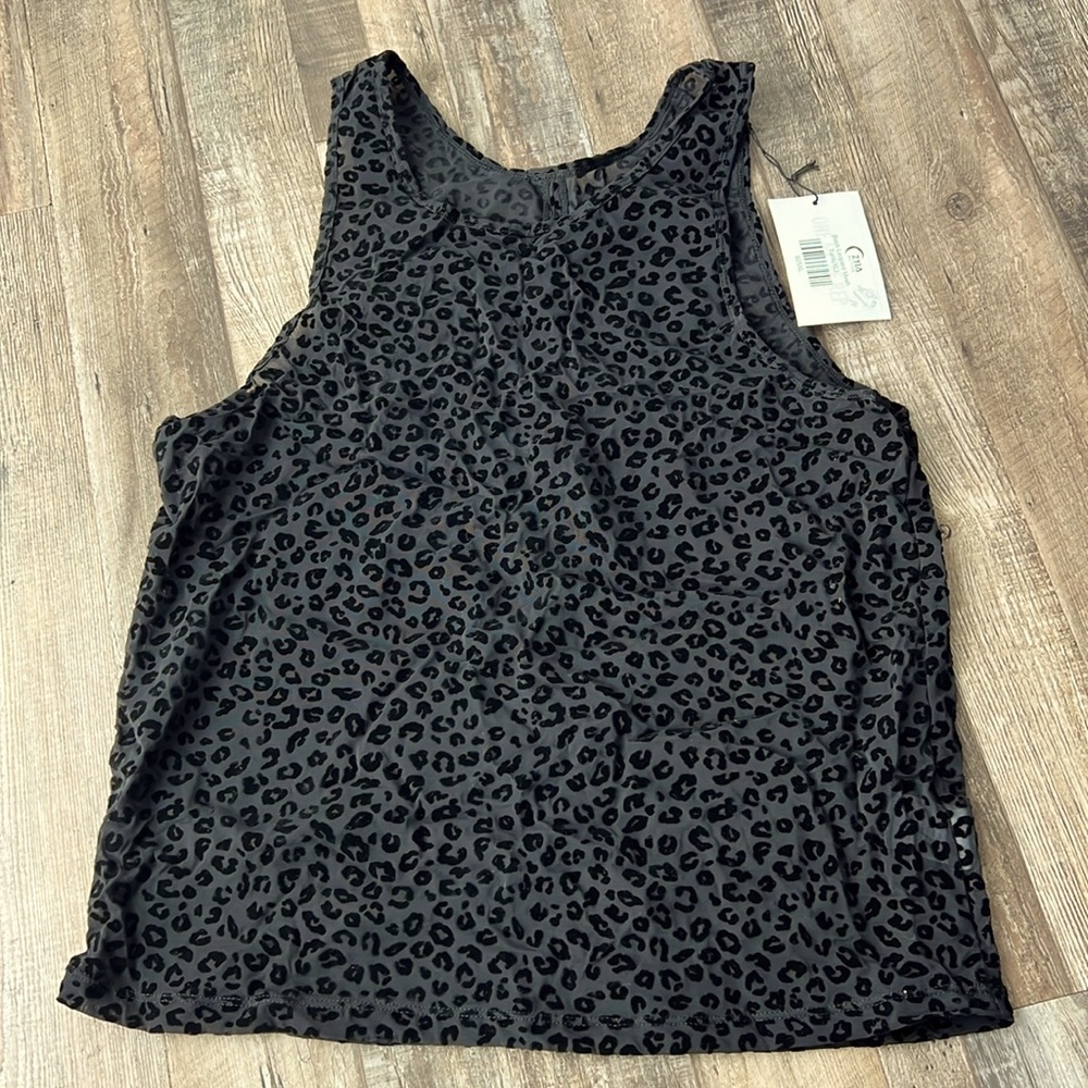 Zyia black leopard mesh tank - XL
